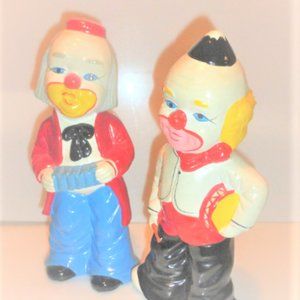 Pair of Vintage CLOWN BANKS Ceramic Clown Vintage Bank Clown Bank Piggy Bank Cir